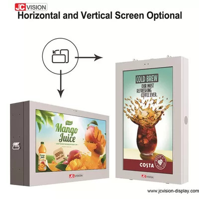 JCVISION 65 اینچ دیجیتال ساینیج ضدآب در فضای باز صفحه نمایش LCD دیواری